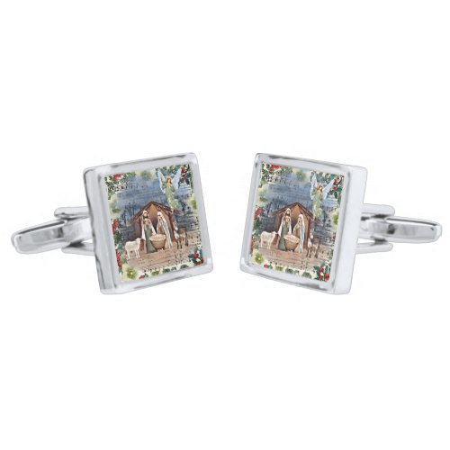 Nativity Scene Joy to the World Cufflinks