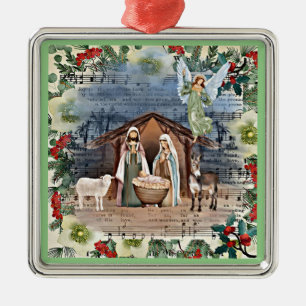 Nativity Scene, Joy to the World, Metal Ornament