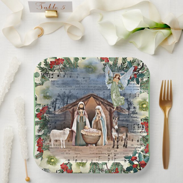 Nativity Scene, Joy to the World, Paper Plates (Wedding)