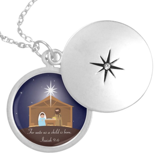 Nativity Scene  Locket Necklace (Front)