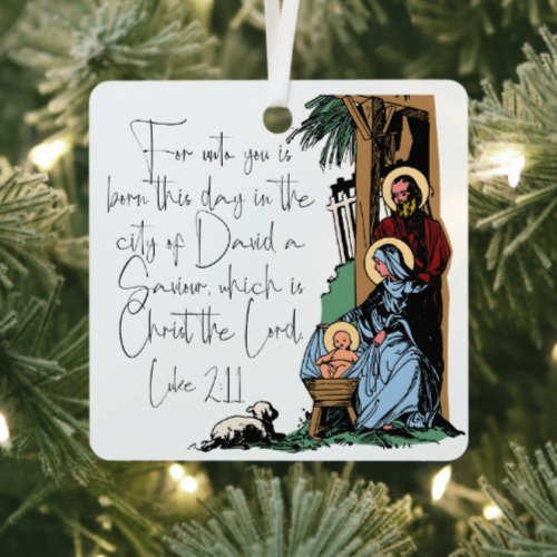 Nativity Scene _ Luke 211 Metal Ornament