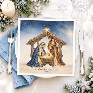 Nativity Scene Luke 2:7 Christmas Napkins