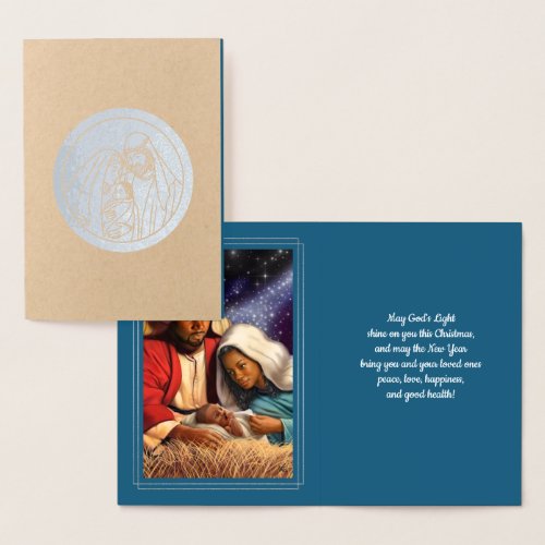 Nativity Scene Luxury Real Foil Christmas Cards