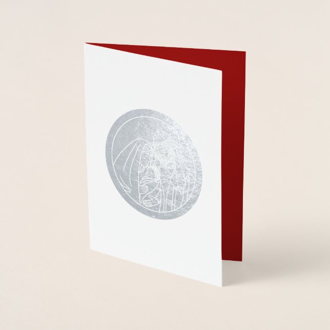 Nativity Scene Luxury Real Foil Christmas Cards (Front)