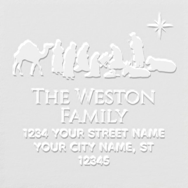  Nativity Scene Manger Baby Jesus Name Address Embosser (Design)