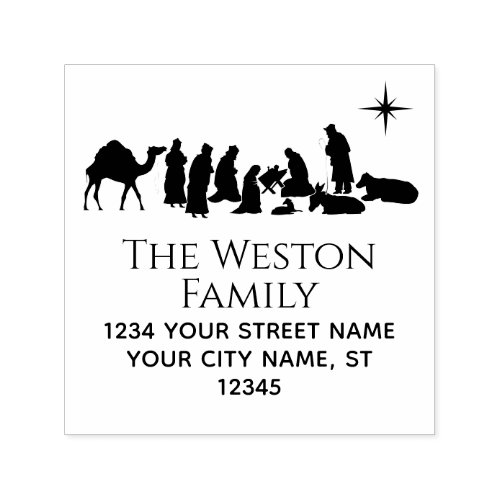  Nativity Scene Manger Baby Jesus Name Address Self_inking Stamp