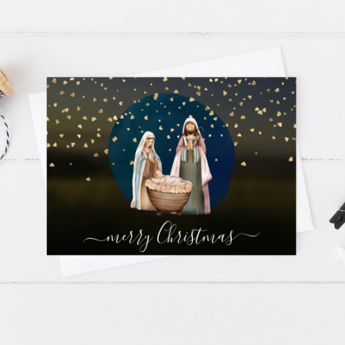 Nativity Scene Mary Joseph baby Jesus Christmas Postcard