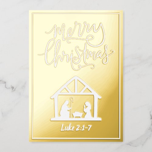 Nativity Scene Merry Christmas Foil Holiday Card