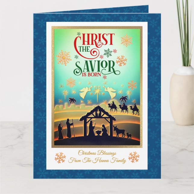 Nativity Scene "Merry Christmas & Happy New Year" Card (Front)