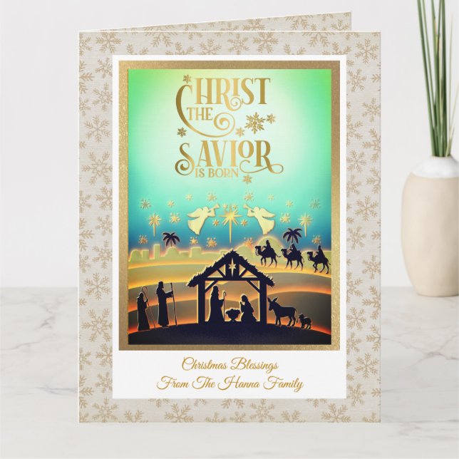 Nativity Scene "Merry Christmas & Happy New Year" Card (Front)