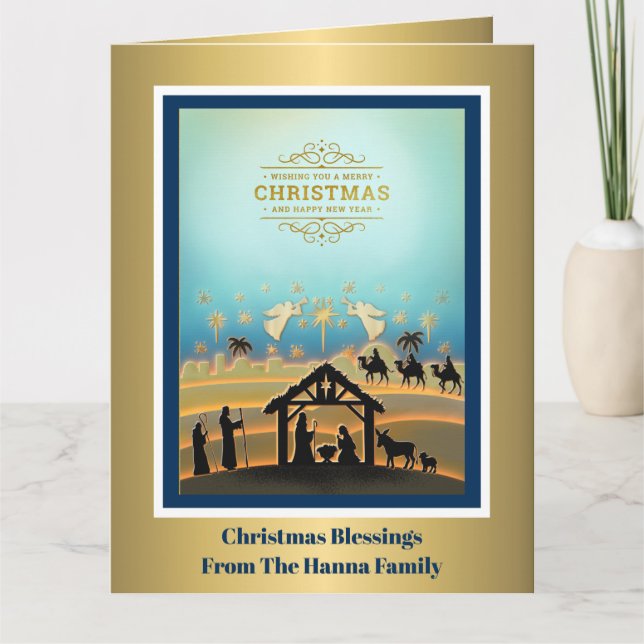 Nativity Scene "Merry Christmas & Happy New Year" Card (Front)