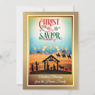 Nativity Scene "Merry Christmas & Happy New Year" Holiday Card