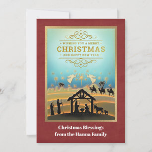 Nativity Scene "Merry Christmas & Happy New Year" Holiday Card