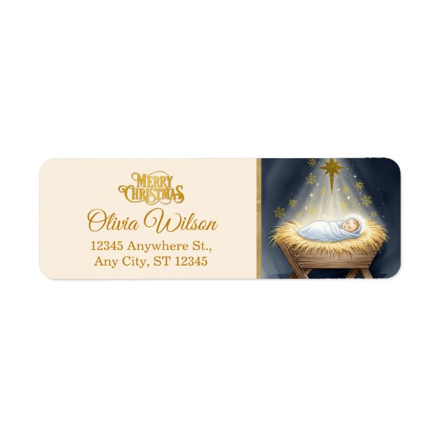 Nativity Scene "Merry Christmas" Label (Front)