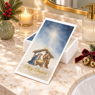 Nativity Scene Merry Christmas Paper Guest Towels