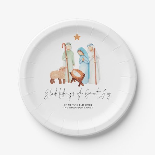 Nativity Scene Name Glad Tidings Of Great Joy Paper Plates