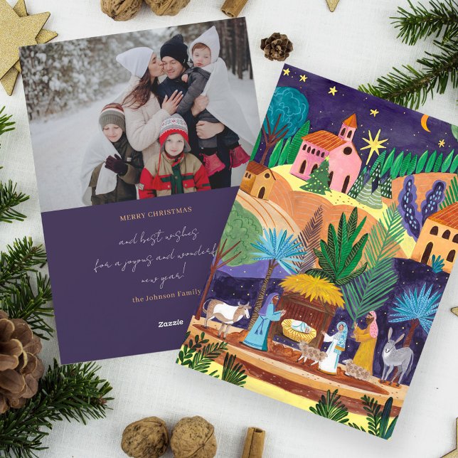 Nativity Scene Religious Family Photo Christmas Holiday Card (Nativity Scene Religious Family Photo Christmas Holiday Card)