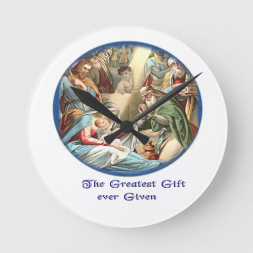 Nativity scene round clock