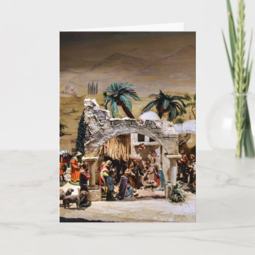 Nativity Scene Setup for Christmas Holiday Card