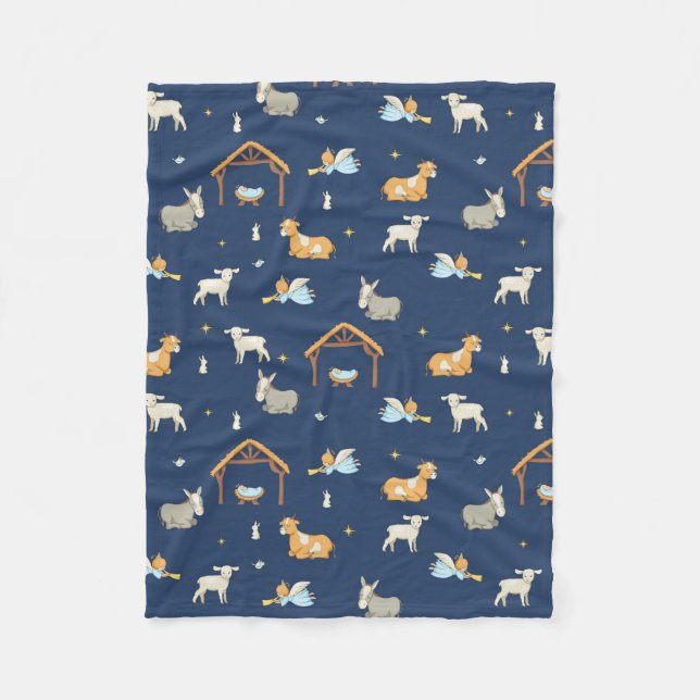 Nativity scene Soft Fleece Christmas Blanket (Front)