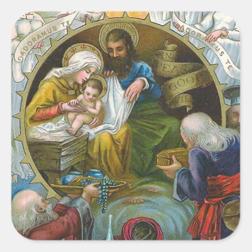 Nativity Scene Square Sticker