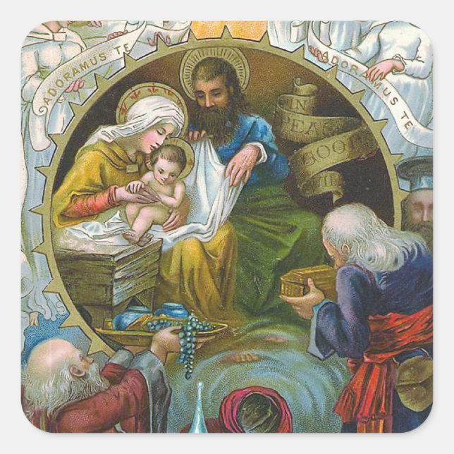 "Nativity Scene" Square Sticker (Front)