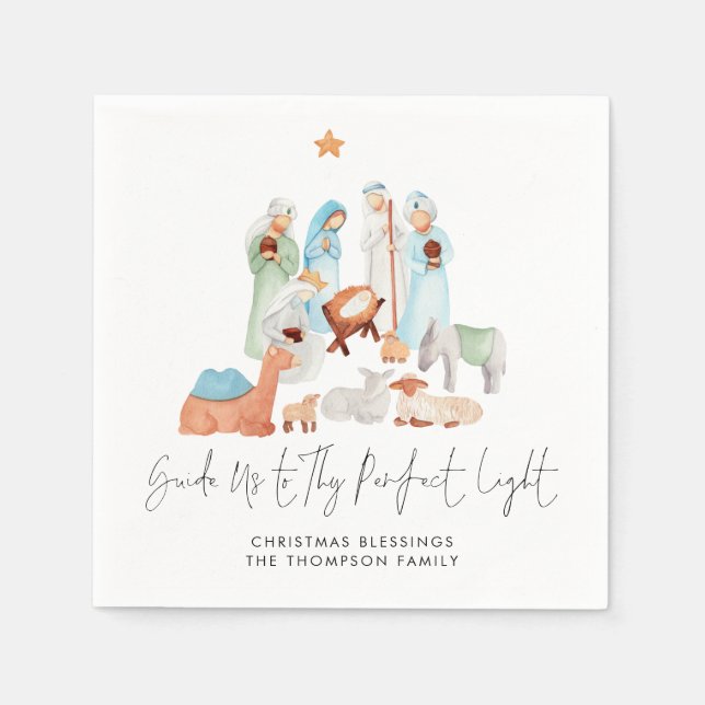 Nativity Scene Three Kings Lyric Script Name Napkins (Front)