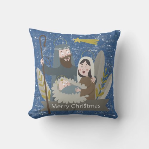 Nativity scene  throw pillow