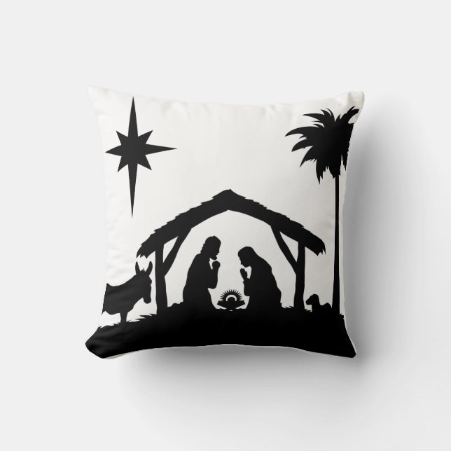 Nativity Scene Throw Pillow (Front)