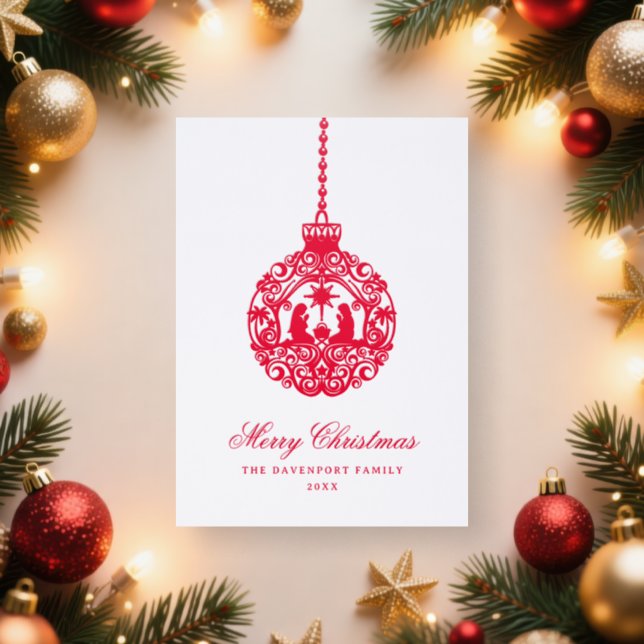 Nativity Scene Traditional Religious Christmas Letterpress Photo Cards (Insitu)