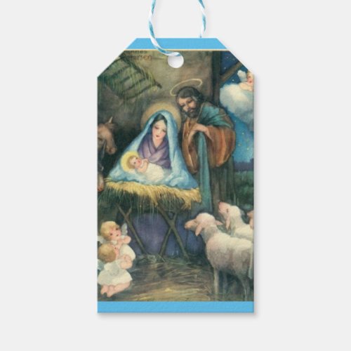 Nativity Scene Vintage Christmas Gift Tags