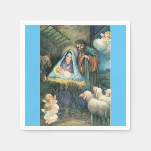 Nativity Scene Vintage Christmas Paper Napkins