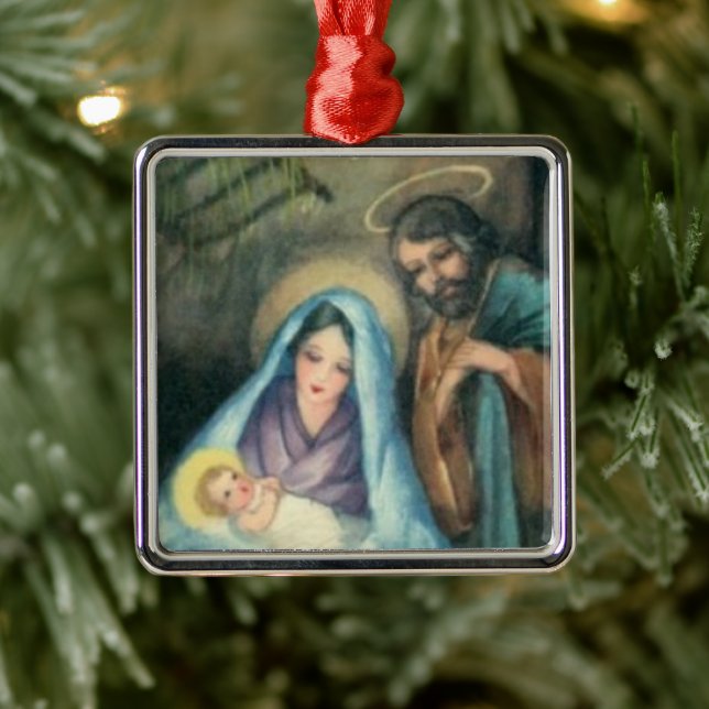Nativity Scene Vintage Religious Christmas  Metal Ornament (Tree)