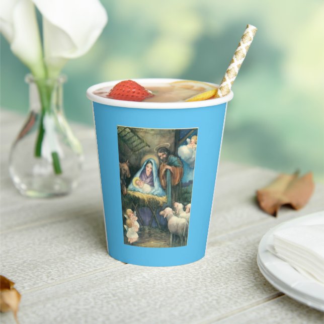 Nativity Scene Vintage Religious Christmas  Paper Cups (Insitu)