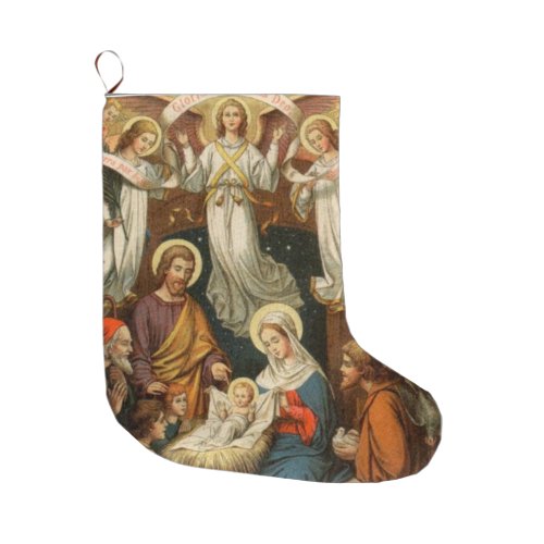 Nativity Scene with Angels Christmas Stocking