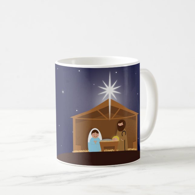 Nativity Scene With Bible Verse Coffee Mug (Front Right)