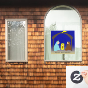 Nativity scene with Holy family for Christmas Window Cling