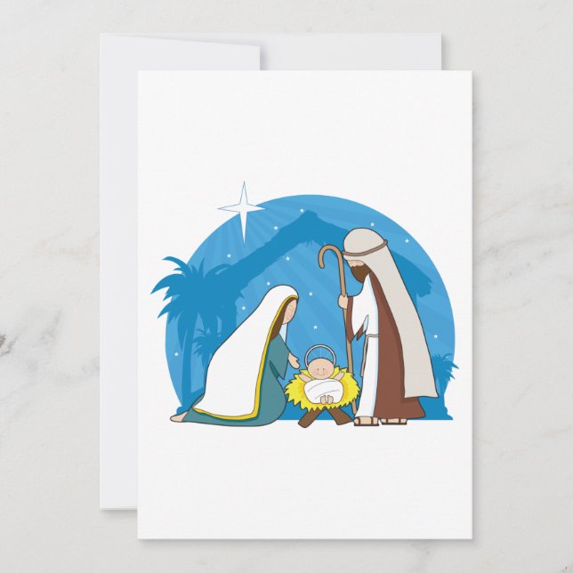 Nativity Scene with Mary Joseph and Baby Jesus Invitation (Front)