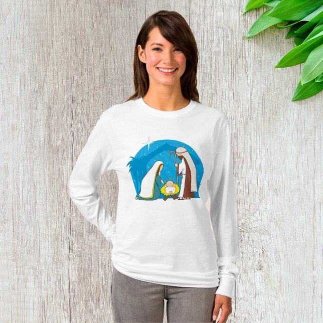 Nativity Scene with Mary Joseph and Baby Jesus T-Shirt (Creator Uploaded)