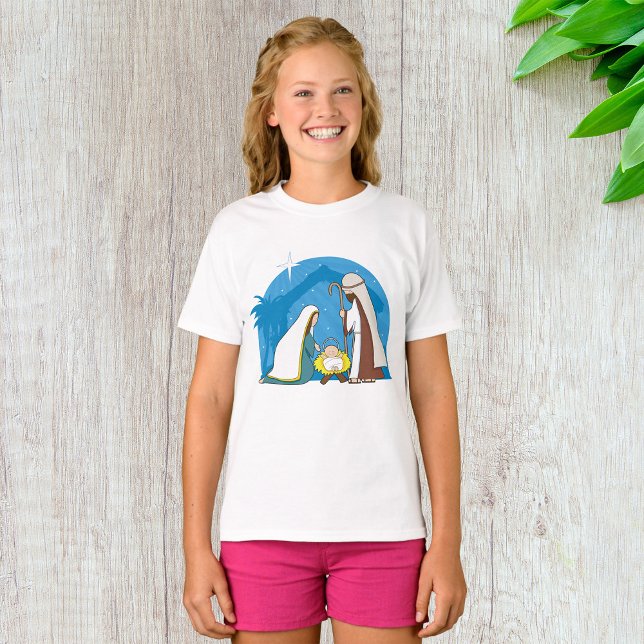Nativity Scene with Mary Joseph and Baby Jesus T-Shirt (Creator Uploaded)