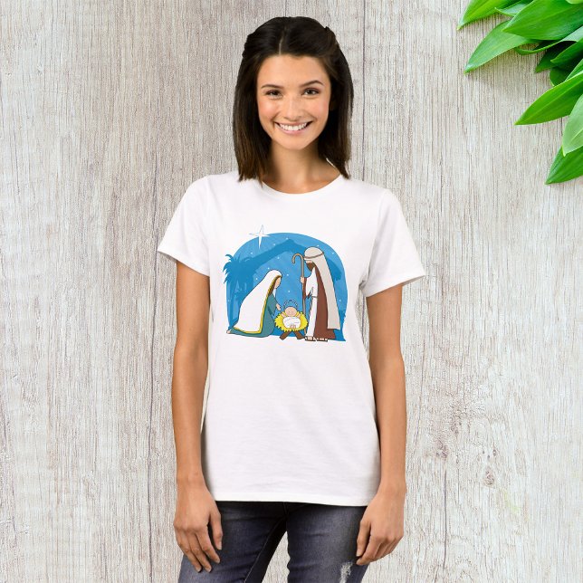 Nativity Scene with Mary Joseph and Baby Jesus T-Shirt (Creator Uploaded)