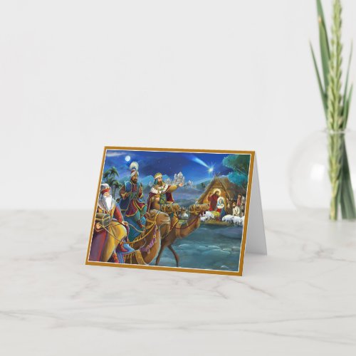 Nativity scene with wise men Christmas Holiday Card