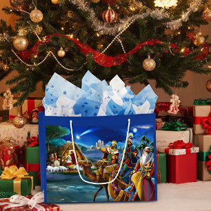 Nativity scene with wise men Christmas Holiday   Large Gift Bag