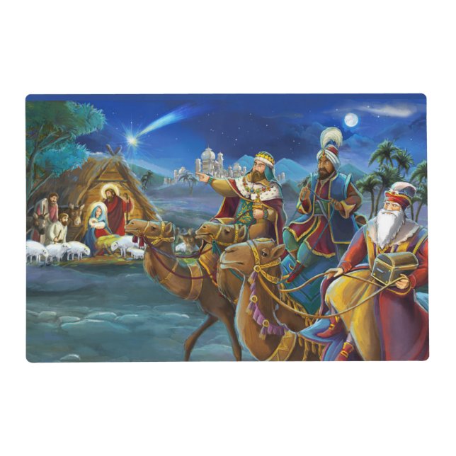 Nativity scene with wise men Christmas Holiday   Placemat (Front)