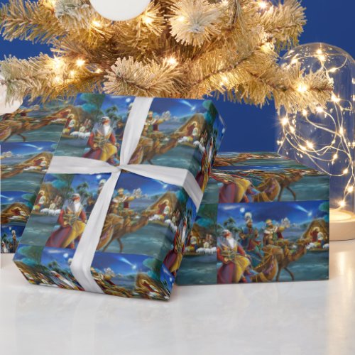 Nativity scene with wise men Christmas Holiday  Wrapping Paper