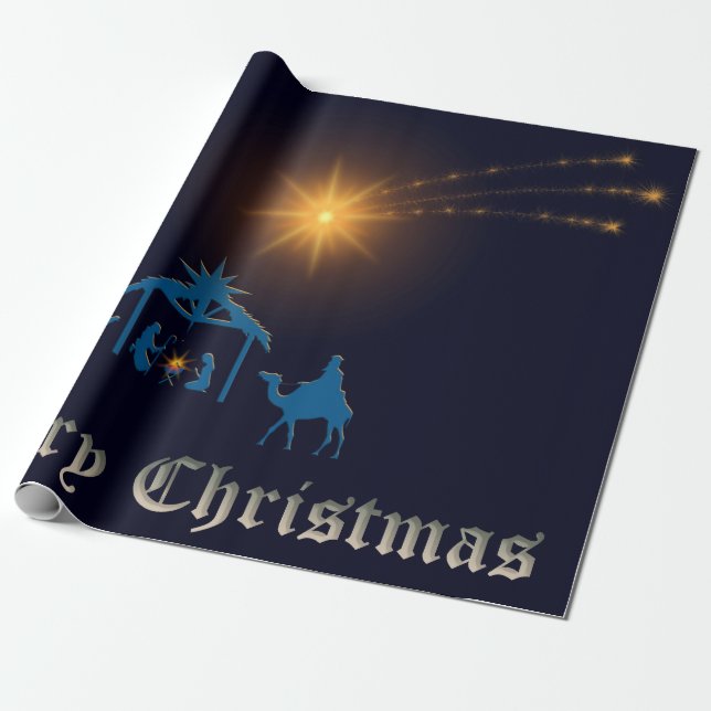 Nativity Scene Wrapping Paper (Unrolled)