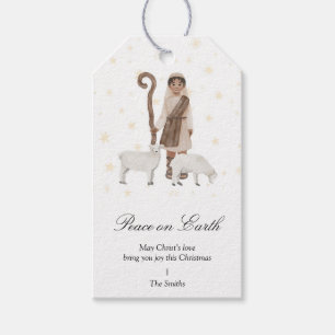 Nativity Shepherd & Sheep Christmas Gift Tag