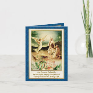 Nativity Shepherds & Angels Golden Christmas Invitation