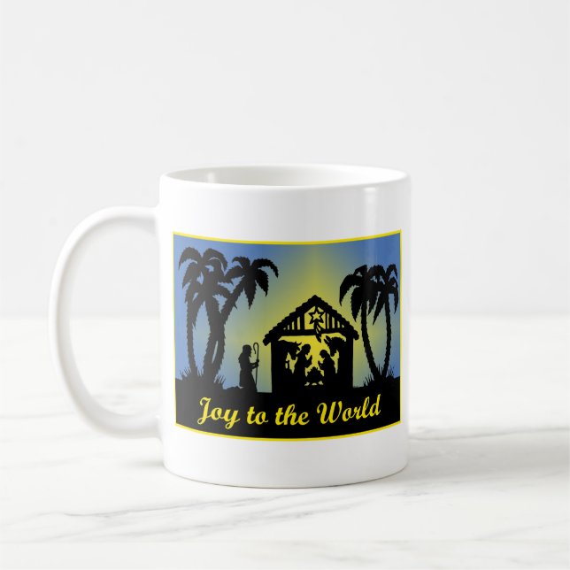 Nativity Silhouette Joy to the World Coffee Mug (Left)