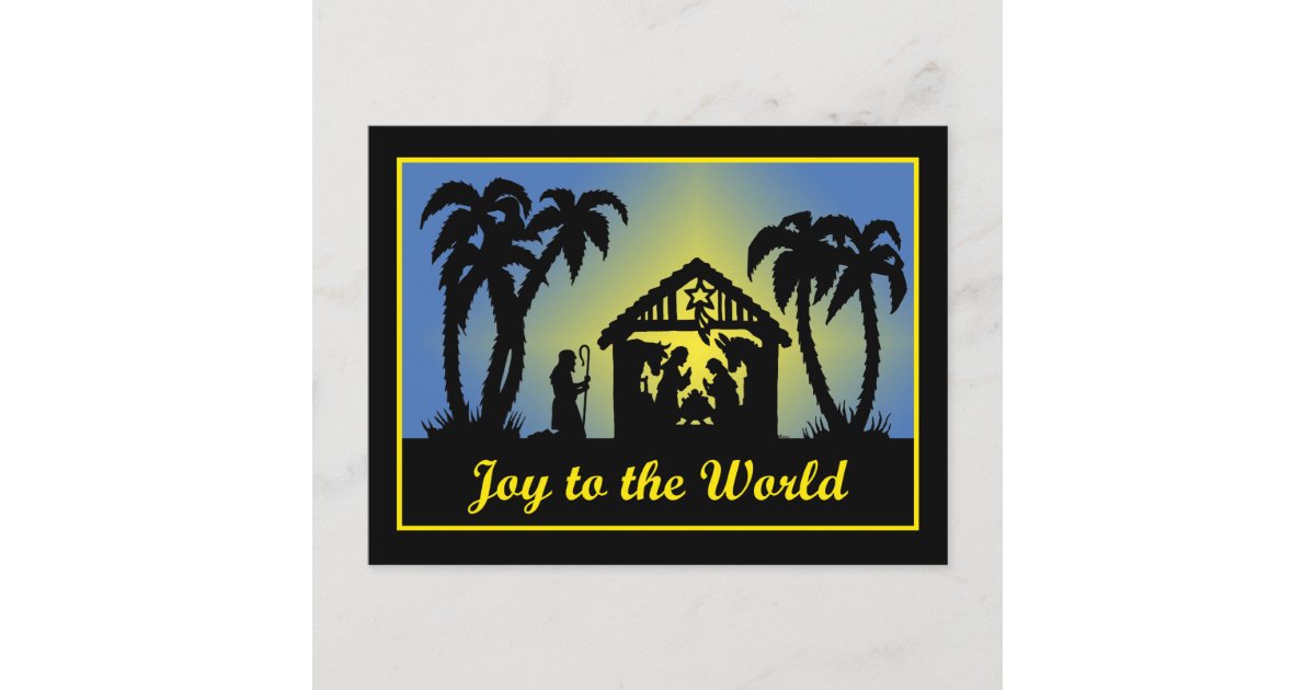 Nativity Silhouette Joy to the World Holiday Postcard | Zazzle
